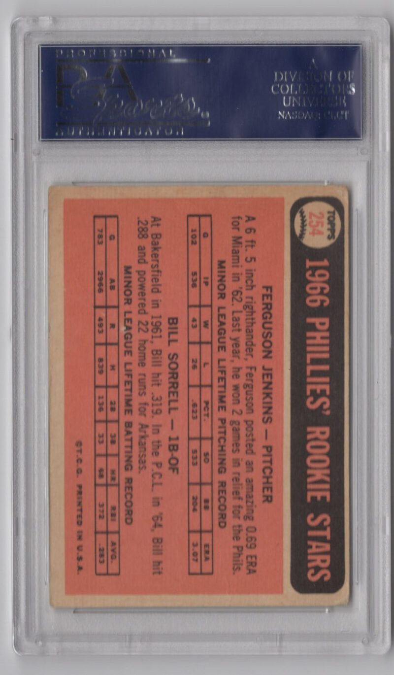 1966 3-15 PHILLIES ROOKIES - FERGUSON JENKINS/BILL SORRELL ROOKIE AUTO PSA - Image 3