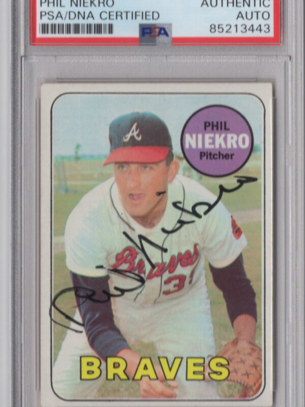 1969 TOPPS 3-15 PHIL NIEKRO AUTO PSA ATLANTA BRAVES #355