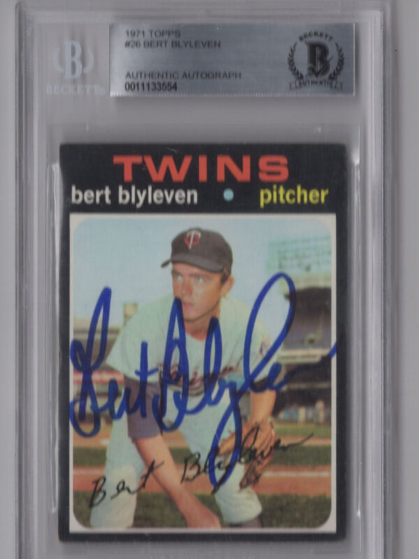 1971 TOPPS 3-15 BERT BLYLEVEN ROOKIE AUTO BECKETT MINNESOTA TWINS #26 AUTH.