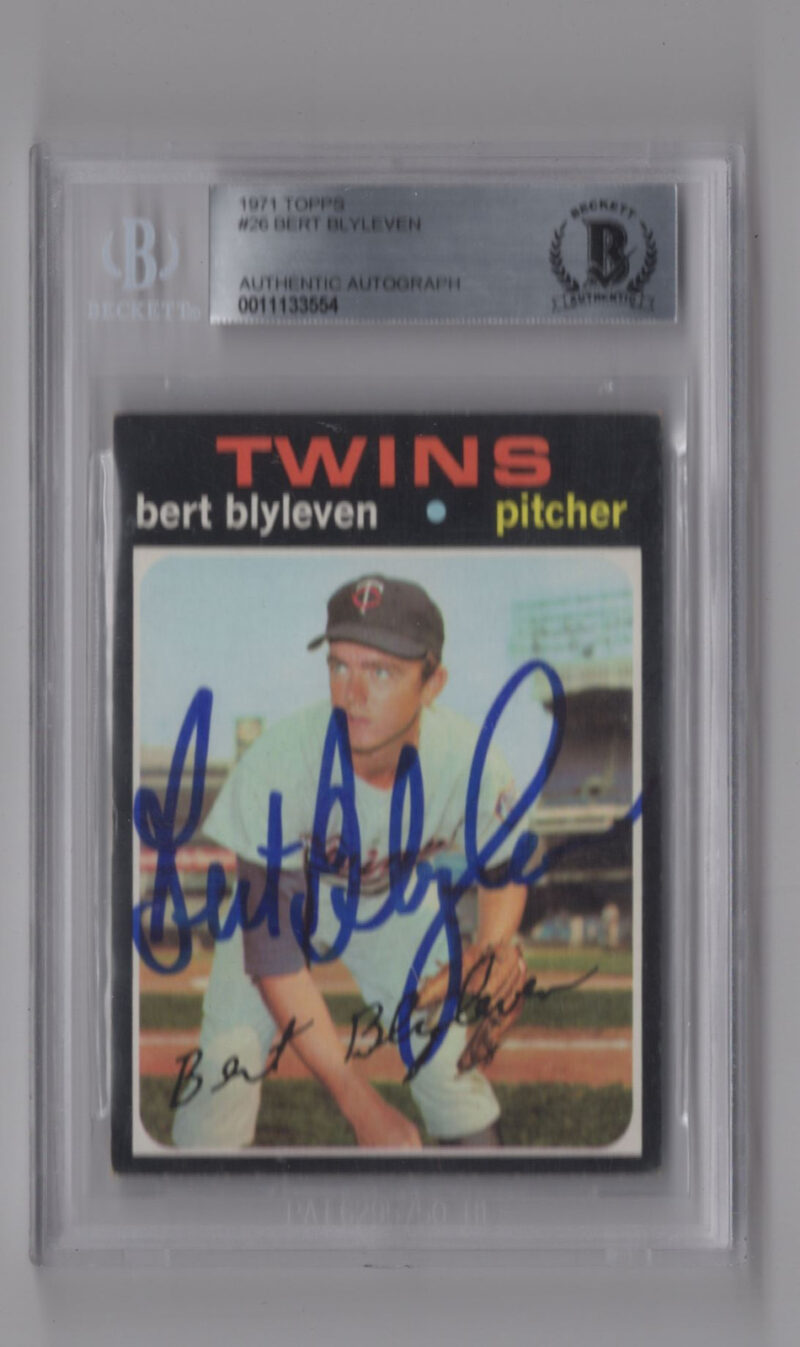 1971 TOPPS 3-15 BERT BLYLEVEN ROOKIE AUTO BECKETT MINNESOTA TWINS #26 AUTH.