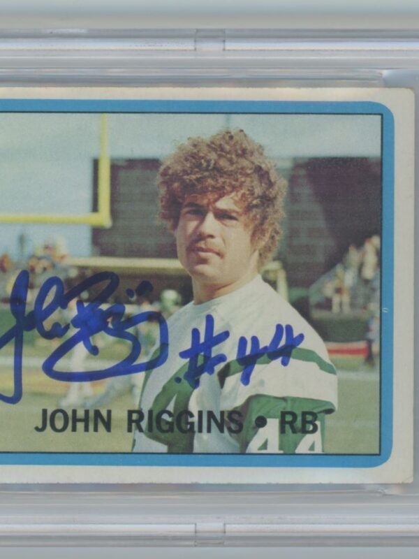 1972 TOPPS JOHN RIGGINS ROOKIE AUTO BECKETT 10 NEW YORK JETS #13 INSCRIBED #44