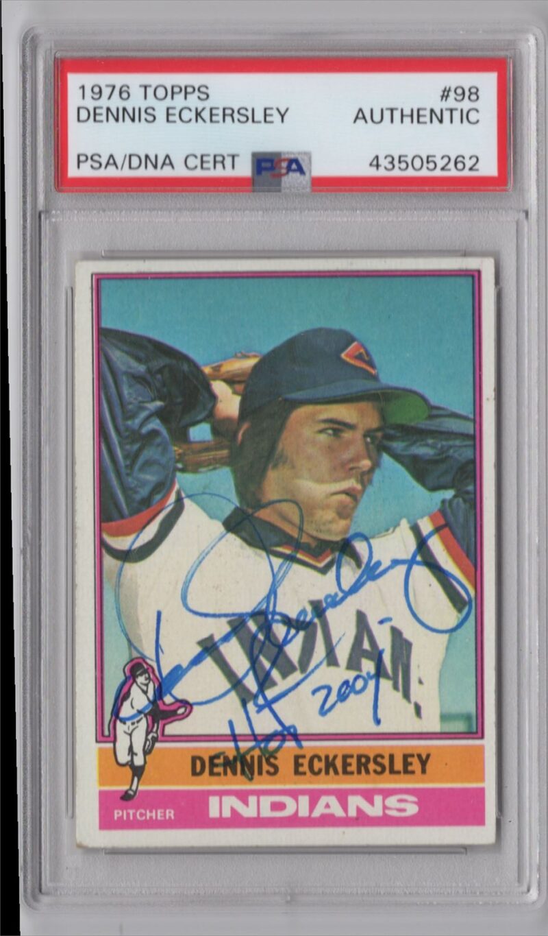 1976 TOPPS DENNIS ECKERSLEY ROOKIE AUTO PSA AUTH., INSCRIBED CLEVELAND INDIANS
