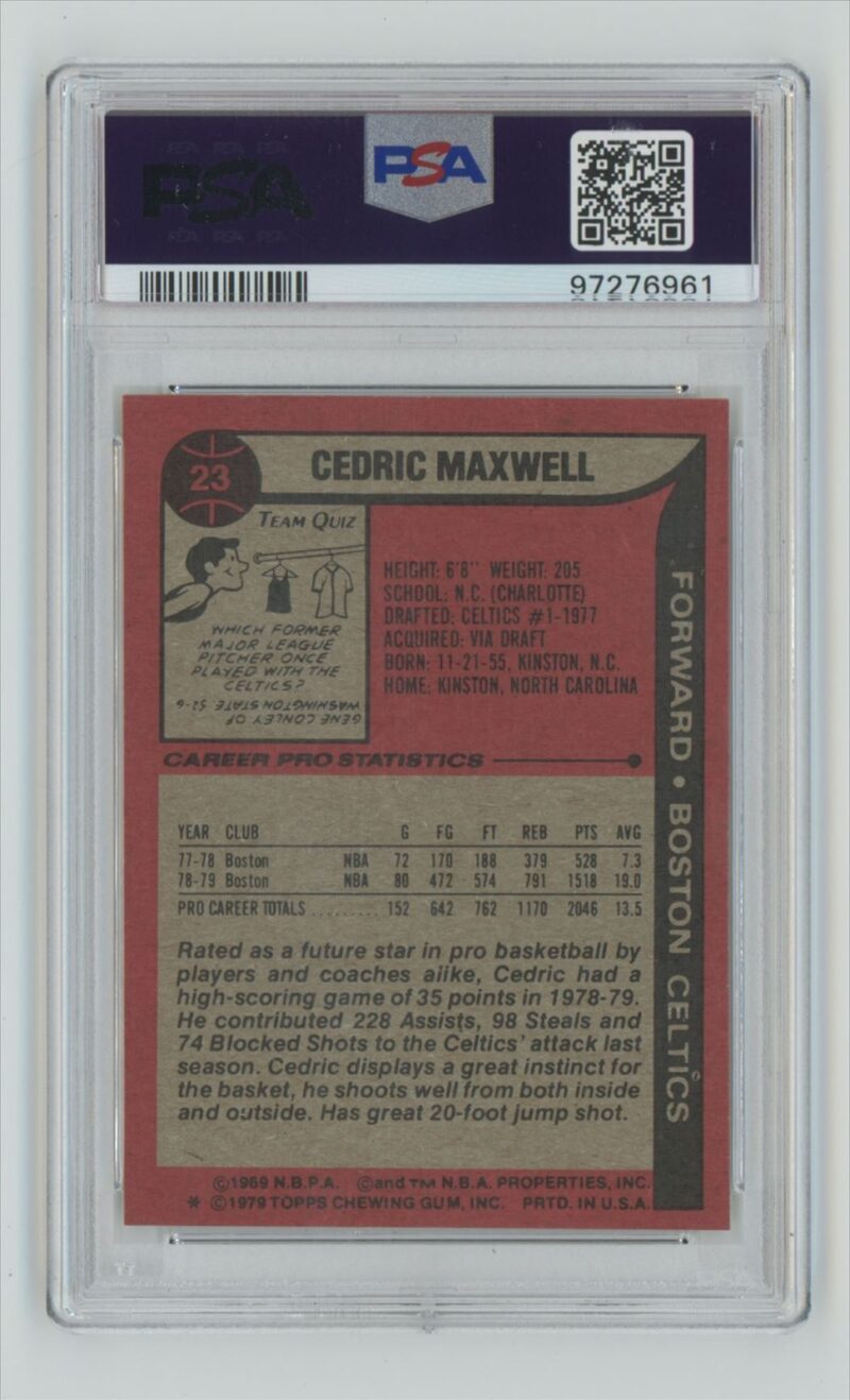1979-80 TOPPS CEDRIC MAXWELL PSA 7 BOSTON CELTICS #23 - Image 3
