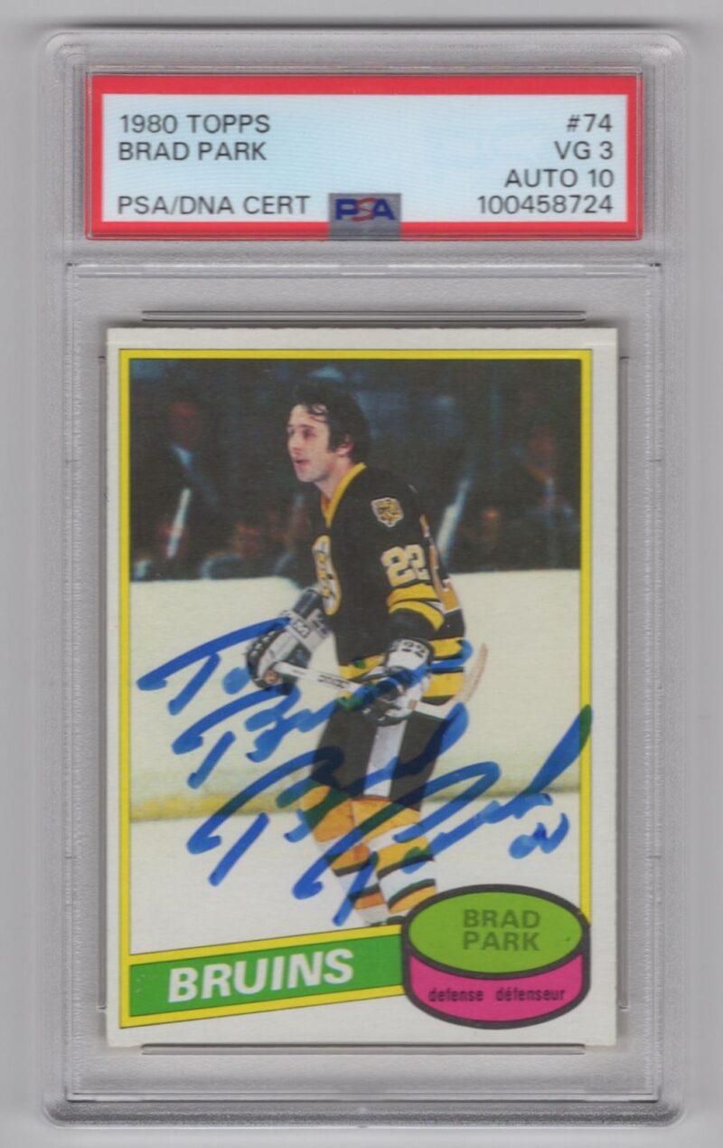 1980-81 TOPPS 3-15 BRAD PARK AUTO PSA 3 BOSTON BRUINS #74