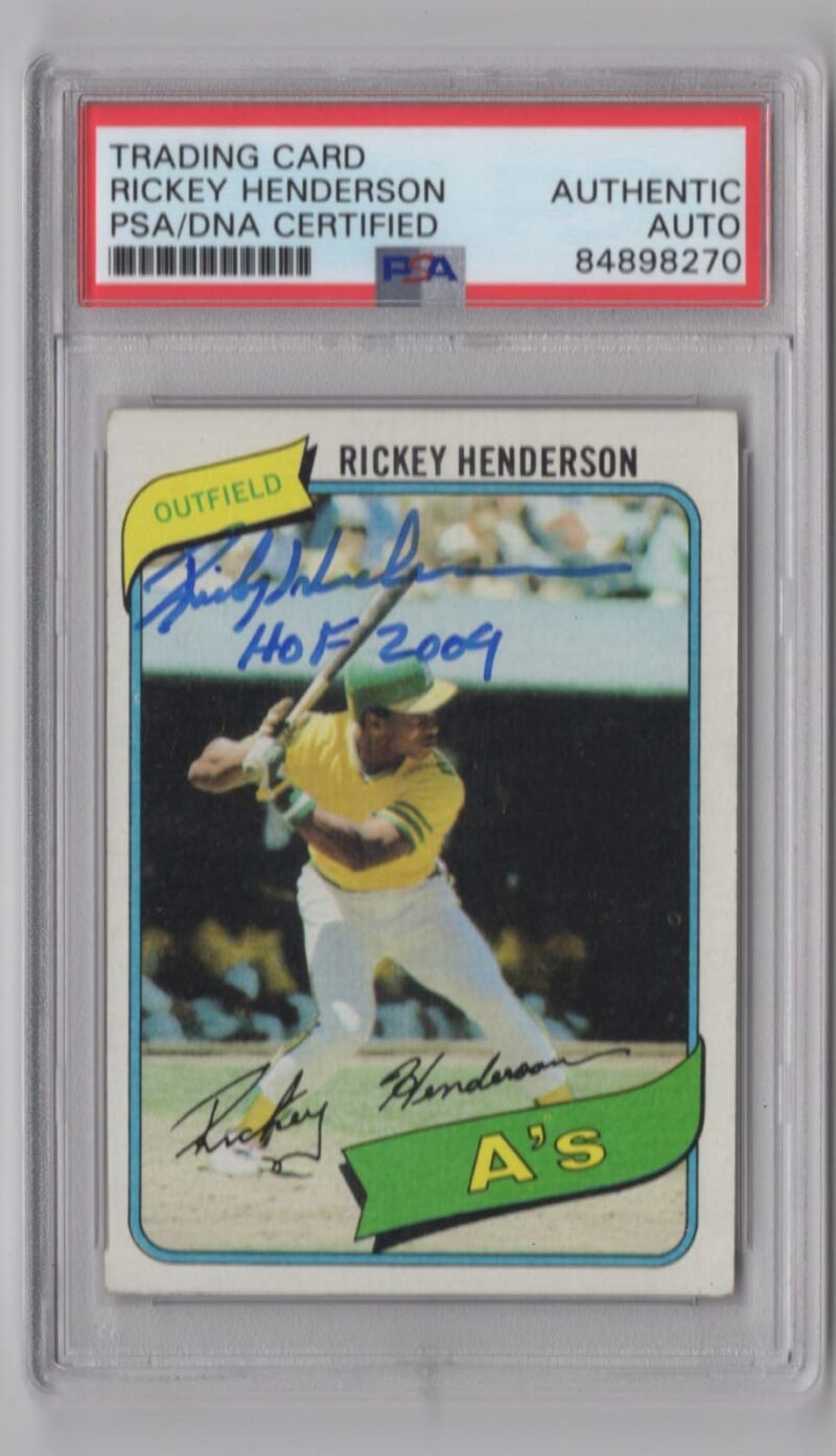 1980 TOPPS RICKEY HENDERSON AUTO PSA OAKLAND ATHLETICS #482