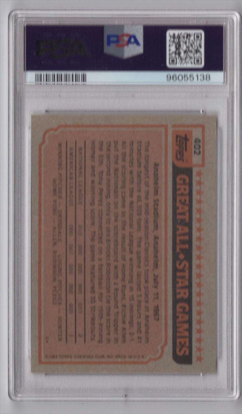 1983 TOPPS ANDRE DAWSON PSA 10 MONTREAL EXPOS #402 PERFECT PSA 10, TOTAL POP 58 - Image 3