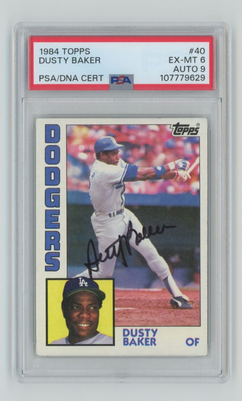 1984 TOPPS DUSTY BAKER AUTO PSA 6 LOS ANGELES DODGERS #40 AUTHENTIC AUTOGRAPH