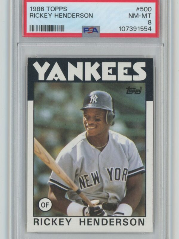 1986 TOPPS RICKEY HENDERSON PSA 8 NEW YORK YANKEES 500 286740614558