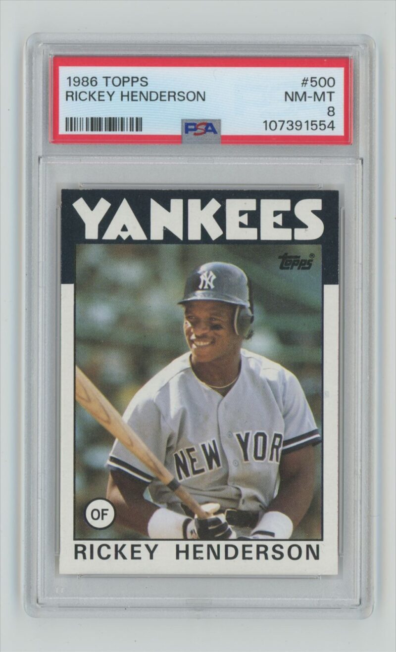 1986 TOPPS RICKEY HENDERSON PSA 8 NEW YORK YANKEES 500 286740614558