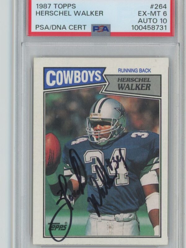 1987 TOPPS HERSCHEL WALKER ROOKIE PSA 6 DALLAS COWBOYS #264 AUTHENTIC SIGNATURE