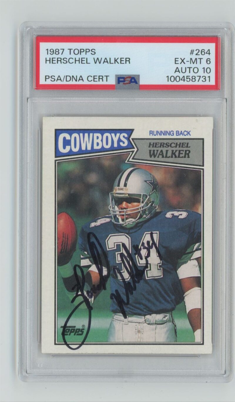 1987 TOPPS HERSCHEL WALKER ROOKIE PSA 6 DALLAS COWBOYS 264 AUTHENTIC SIGNATURE 286685215058