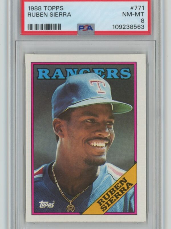 1988 TOPPS RUBEN SIERRA PSA 8 TEXAS RANGERS #771