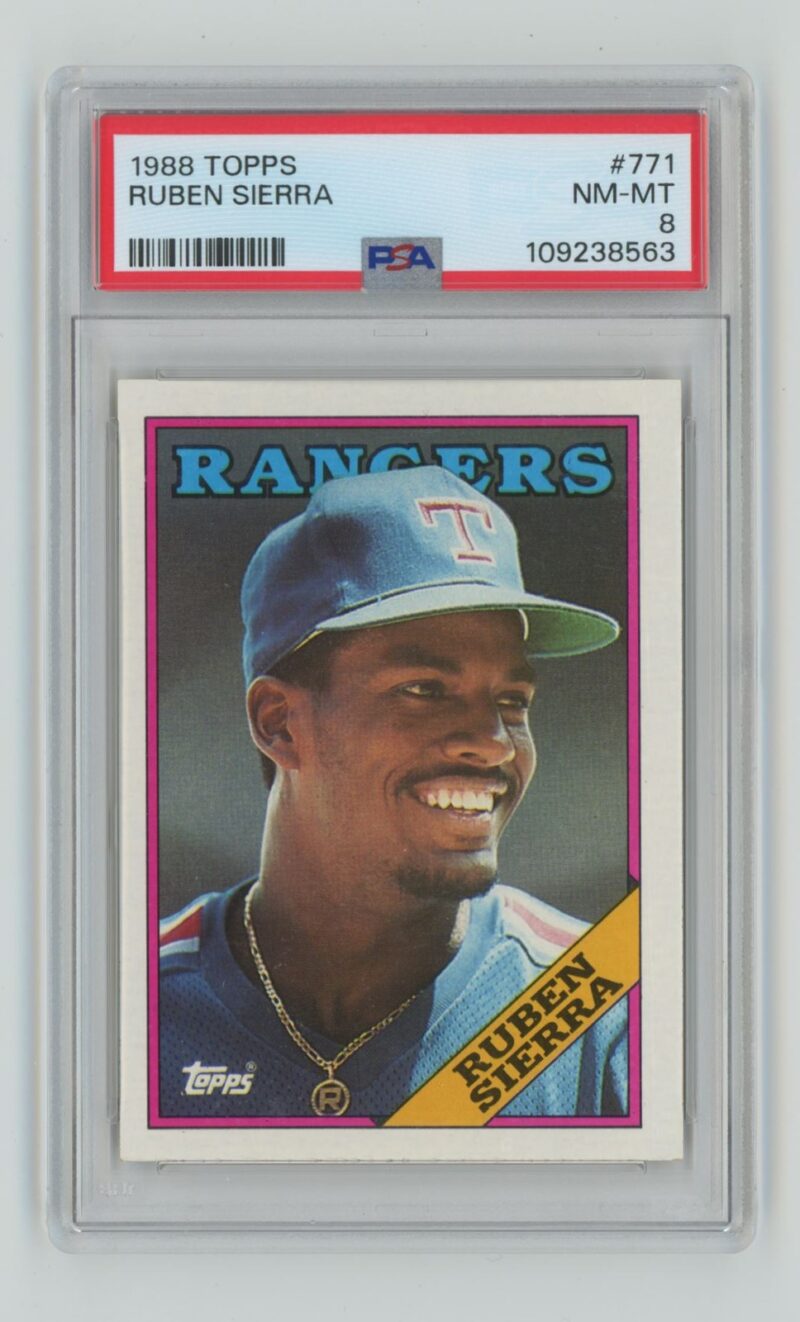 1988 TOPPS RUBEN SIERRA PSA 8 TEXAS RANGERS #771 POP 10, ONLY 4 HIGHER