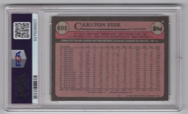 1989 TOPPS CARLTON FISK PSA 7 CHICAGO WHITE SOX #695 LOW POP - Image 3