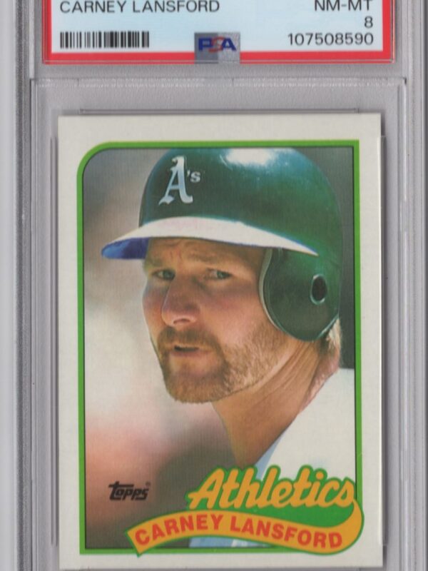 1989 TOPPS CARNEY LANSFORD PSA 8 OAKLAND CITY A'S #47 POP 2 ONLY 6 HIGHER