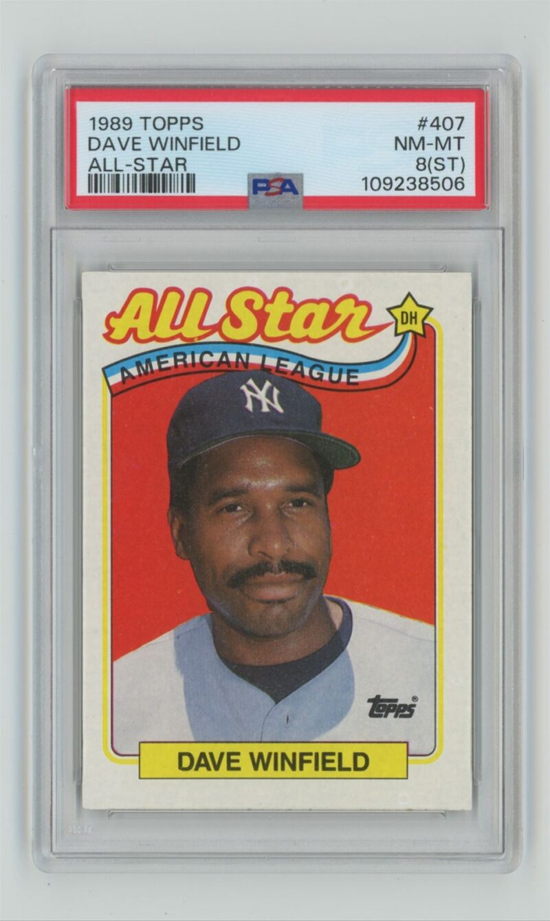 1989 TOPPS DAVE WINFIELD PSA 8 NEW YORK YANKEES #407 MINOR GUM STAIN FROM