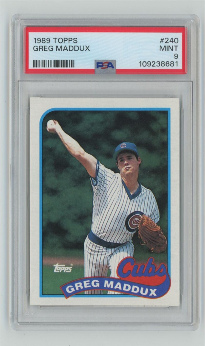 1989 TOPPS GREG MADDUX PSA 9 CHICAGO CUBS #240