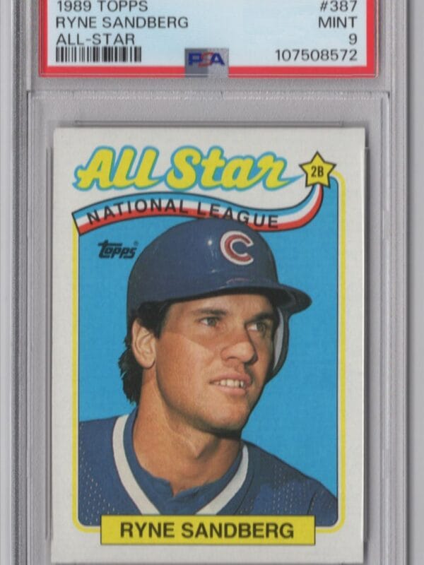 1989 TOPPS RYNE SANDBERG PSA 9 CHICAGO CUBS #387 LOW POP