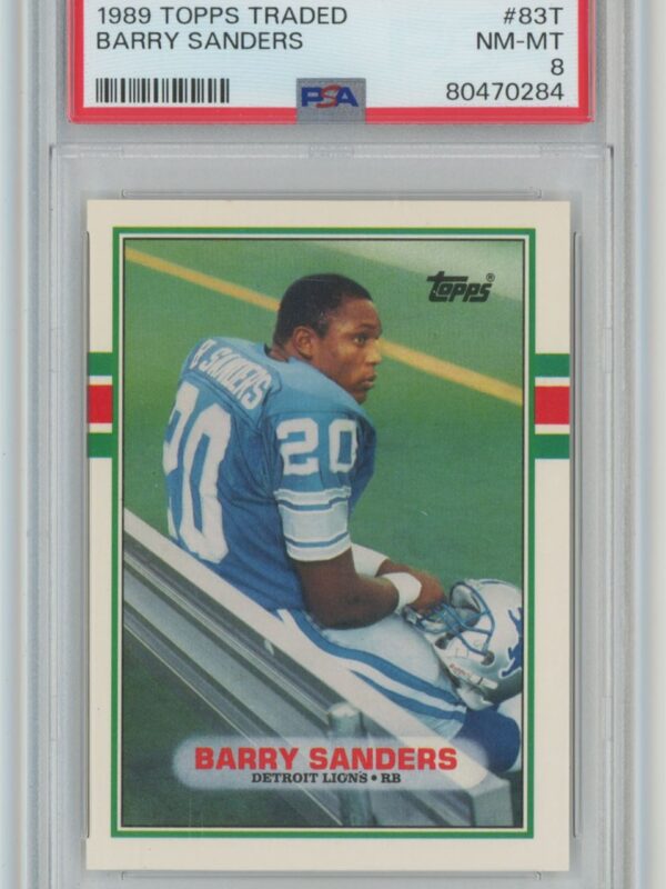 1989 TOPPS TRADED BARRY SANDERS ROOKIE PSA 8 DETROIT LIONS #83T .