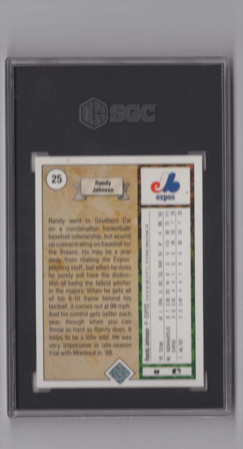 1989 UPPER DECK RANDY JOHNSON SGC 8 MONTREAL EXPOS #25 - Image 3