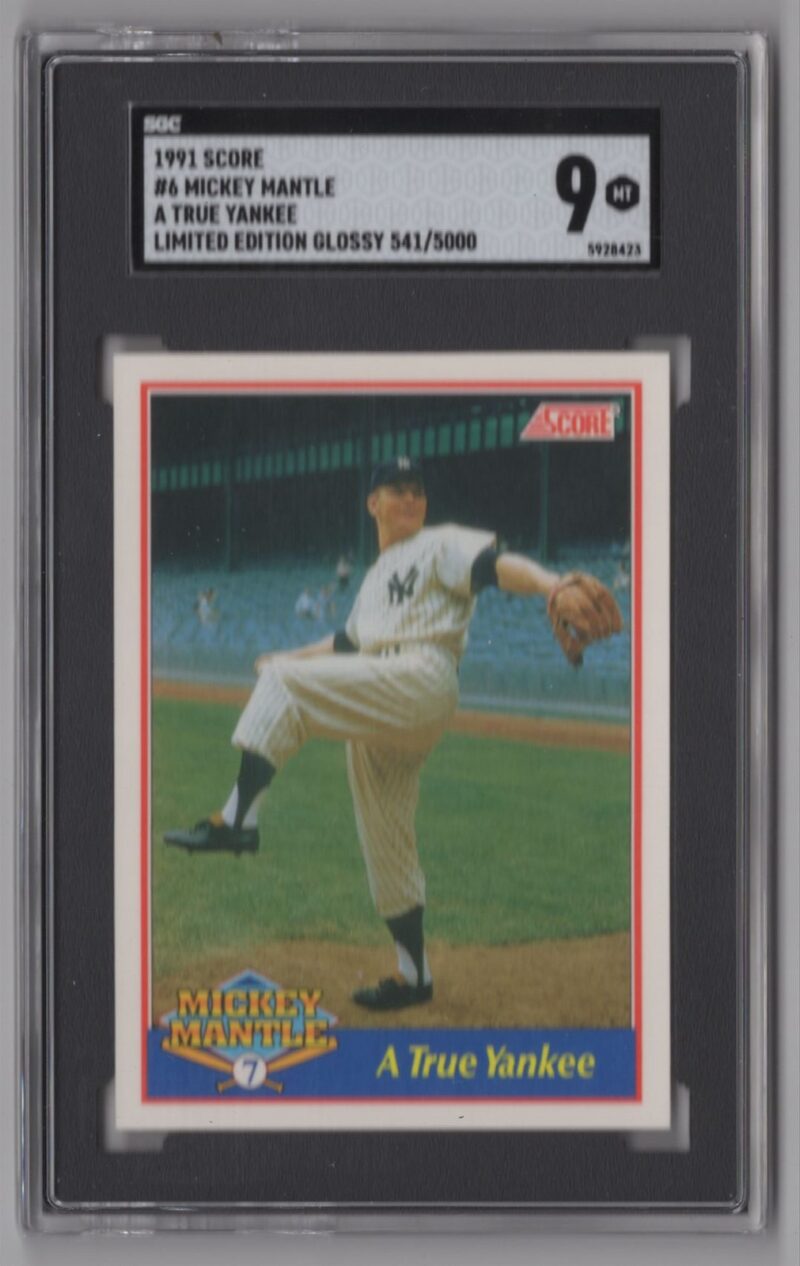 1991 SCORE MICKEY MANTLE SGC 9 NEW YORK YANKEES #6 6 OF 7 SERIAL# 0541