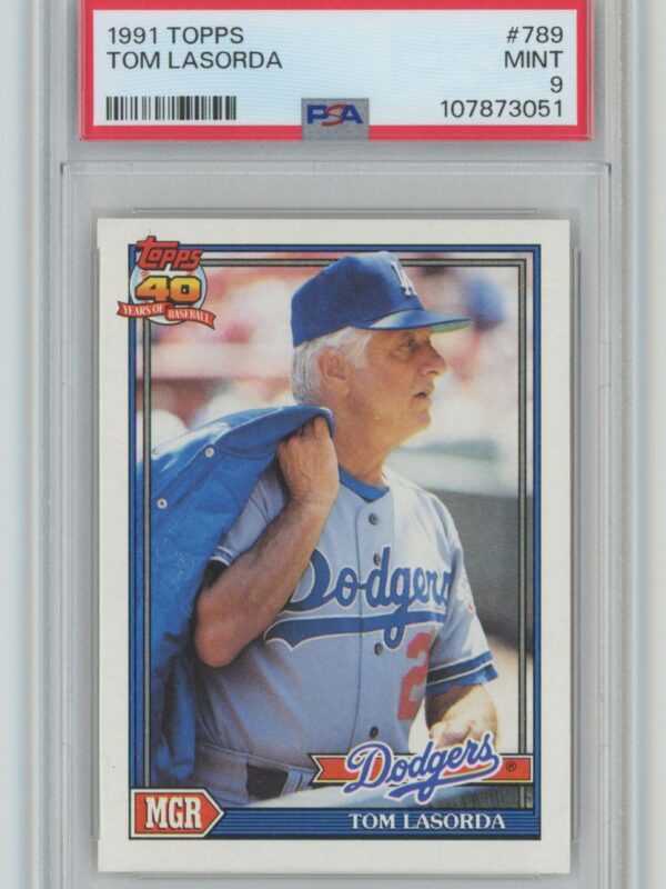 1991 TOPPS TOMMY LASORDA 107873051 PSA 9 LOS ANGELES DODGERS #789 TOTAL POP 29