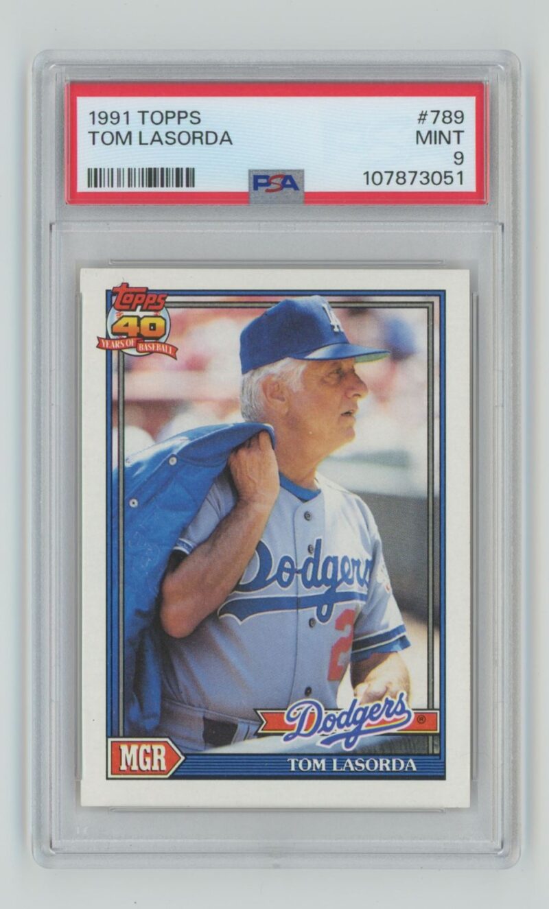1991 TOPPS TOMMY LASORDA 107873051 PSA 9 LOS ANGELES DODGERS #789 TOTAL POP 29
