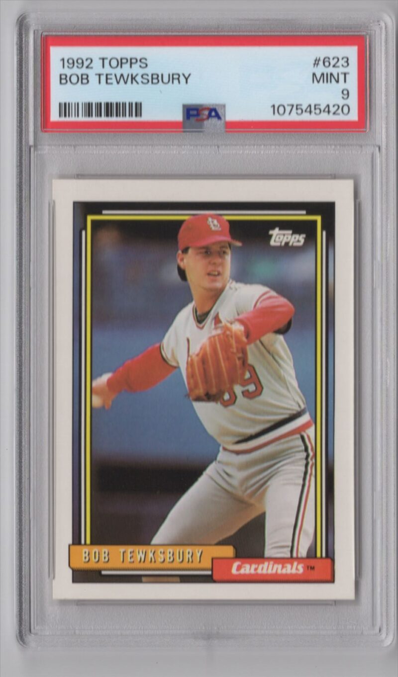1992 TOPPS BOB TEWKSBURY PSA 9 ST. LOUIS CARDINALS #623 POP 1 ONLY 1 HIGHER