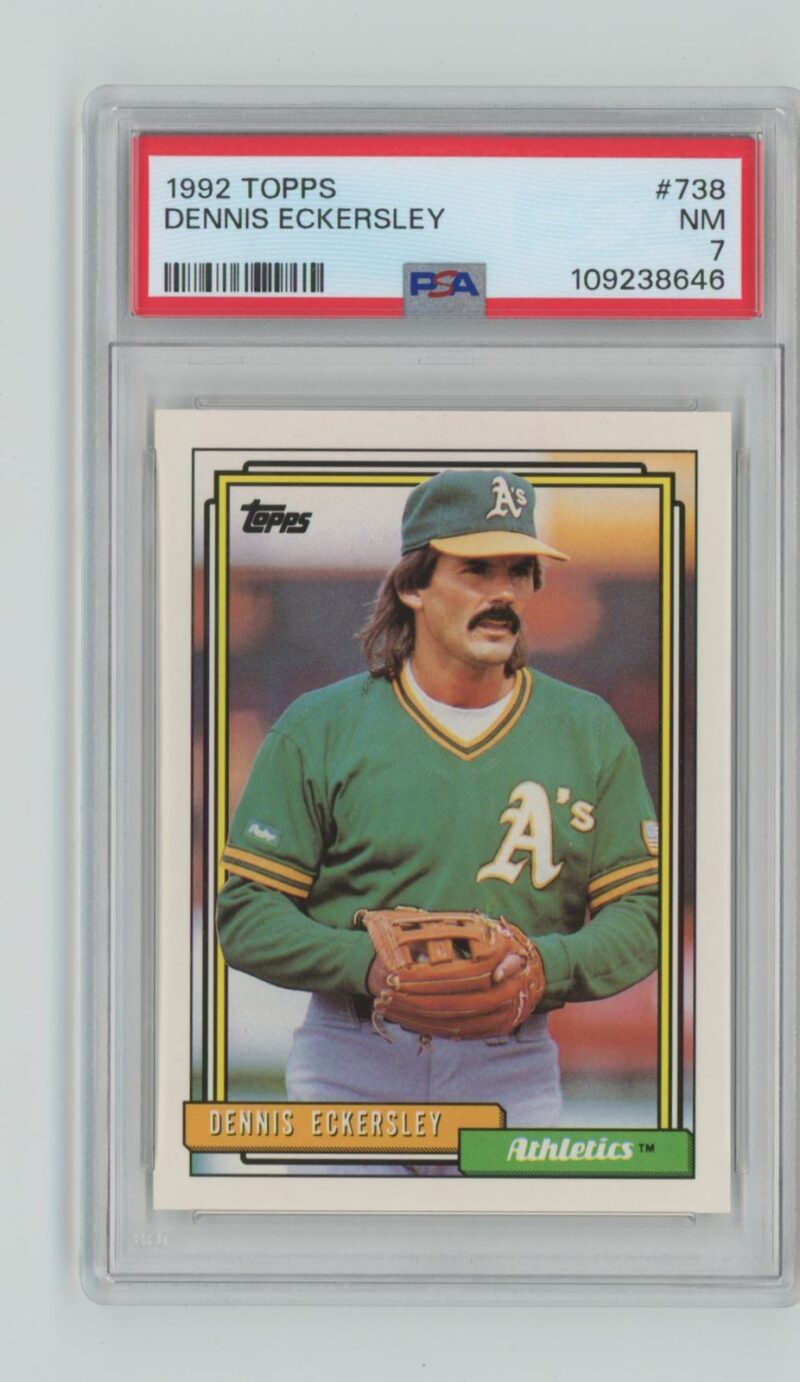 1992 TOPPS DENNIS ECKERSLEY AUTO PSA 7 OAKLAND ATHLETICS #738 POP 1, TOTAL POP