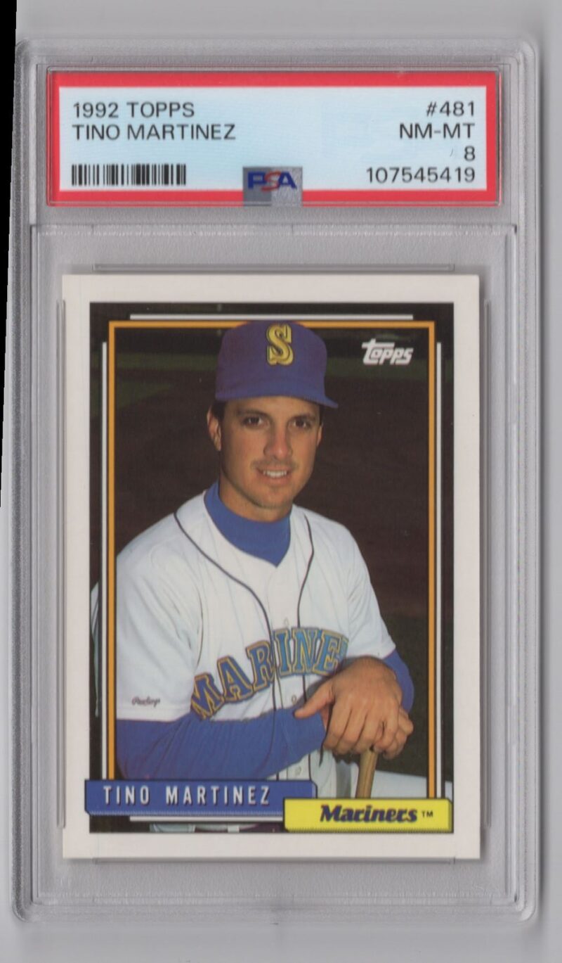 1992 TOPPS TINO MARTINEZ PSA 8 SEATTLE MARINERS #481 POP 2 ONLY 6 HIGHER