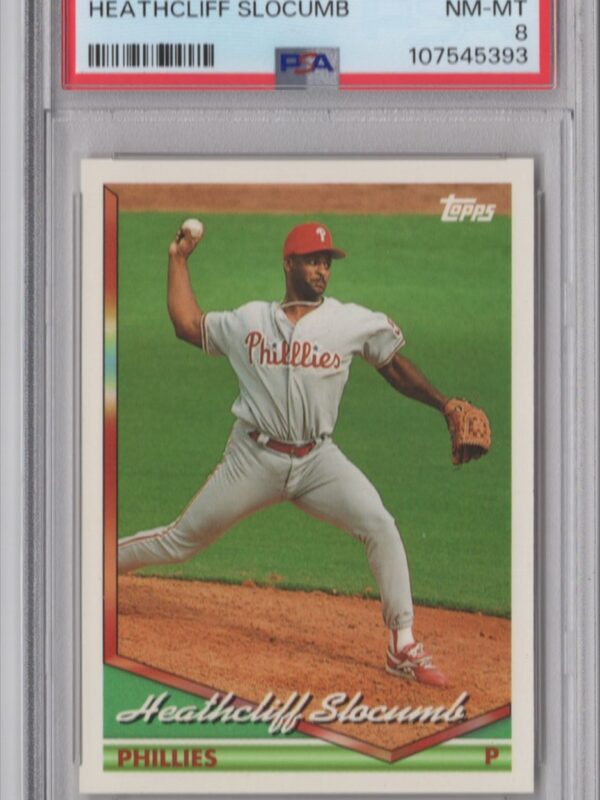 1994 TOPPS TRADED HEATHCLIFF SLOCUMB PSA 8 PHILADELPHIA PHILLIES #43T POP 1/0