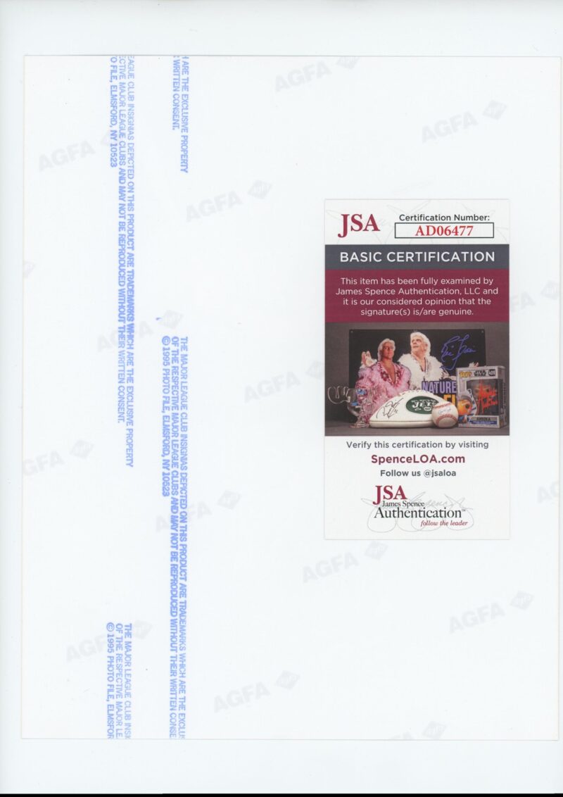 1995 AGFA DUKE SNYDER AUTO AD06477 JSA BROOKLYN DODGERS AUTOGRAPHED PHOTO - Image 3