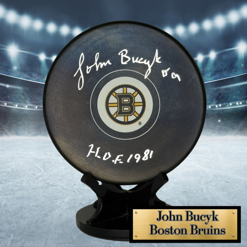 John Bucyk Autographed NHL Hockey Puck – JSA Certified