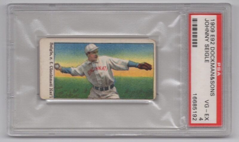 1909 DOCKMAN & SONS E92 JOHNNY SEIGLE PSA 4 CINCINNATI POP 7 ONLY 4 HIGHER