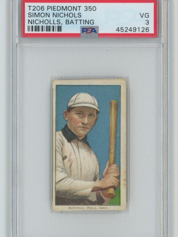 1909 PIEDMONT WHITE BORDER SIMON NICHOLS PSA 3 PHILADELPHIA NICHOLLS, BATTING