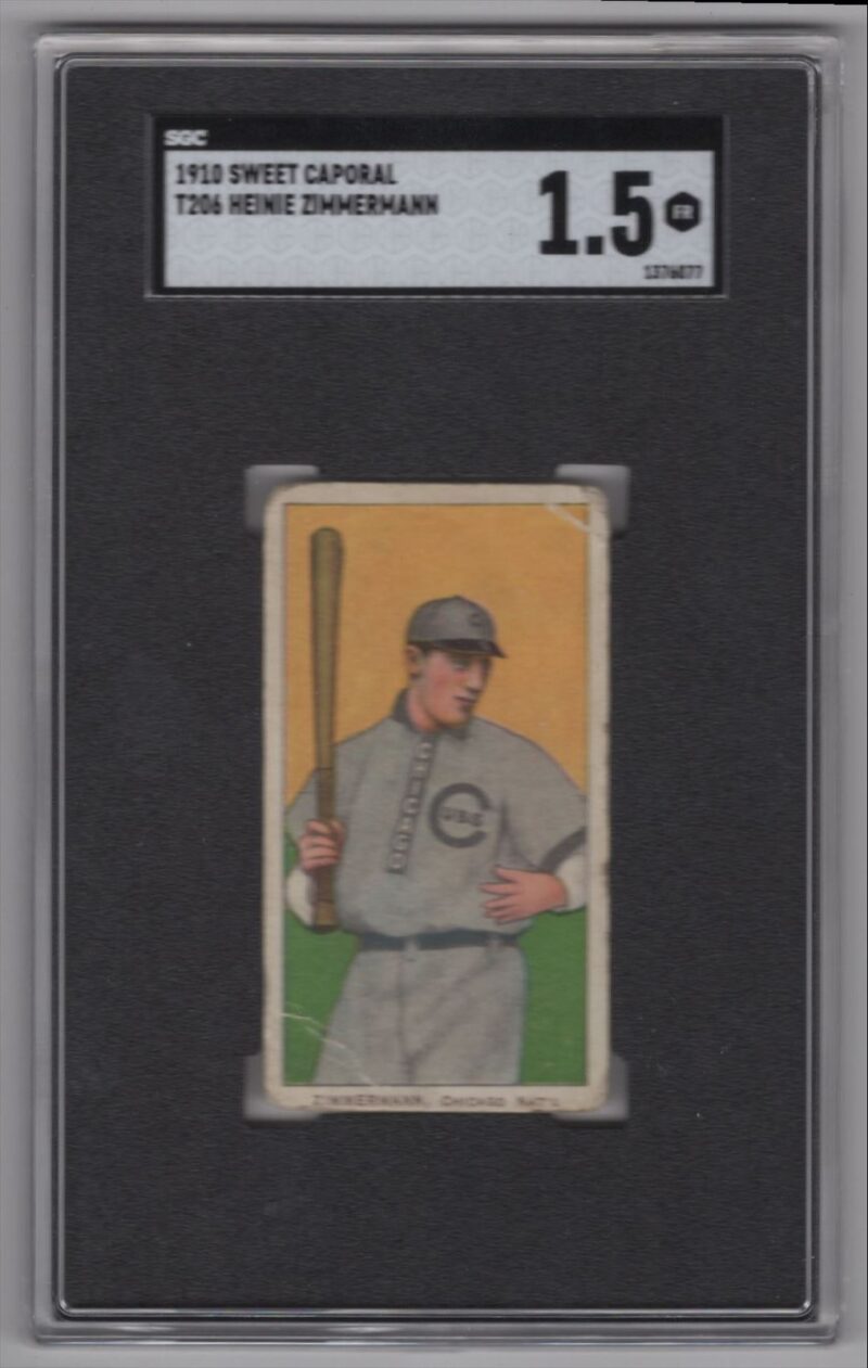 1910 SWEET CAPORAL WHITE BORDER HEINIE ZIMMERMANN SGC 1.5 CHICAGO CUBS