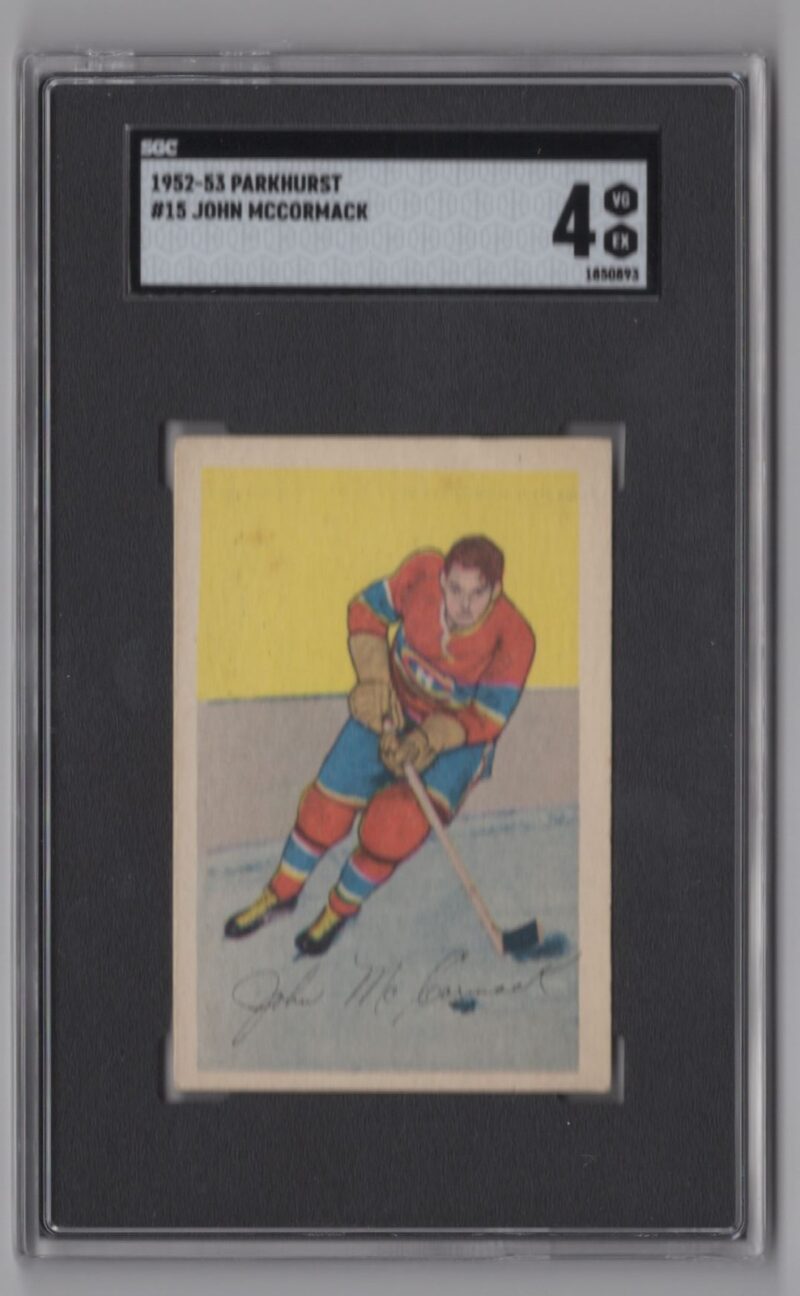 1952 53 PARKHURST JOHN MCCORMACK ROOKIE SGC 4 MONTREAL CANADIENS 15 POP 1 286685204059