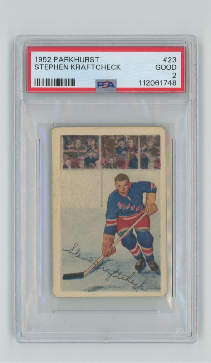1952 53 VINTAGE HOCKEY STEPHEN KRAFTCHECK ROOKIE PSA 2 NEW YORK RANGERS 23 286685205309