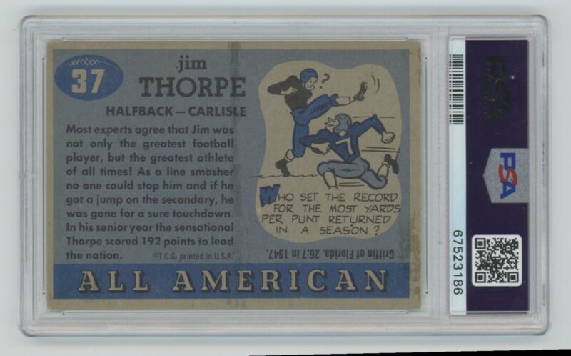 1955 TOPPS ALL AMERICAN JIM THORPE ROOKIE PSA 5 CARLISLE INDIANS 37 286685215049 2