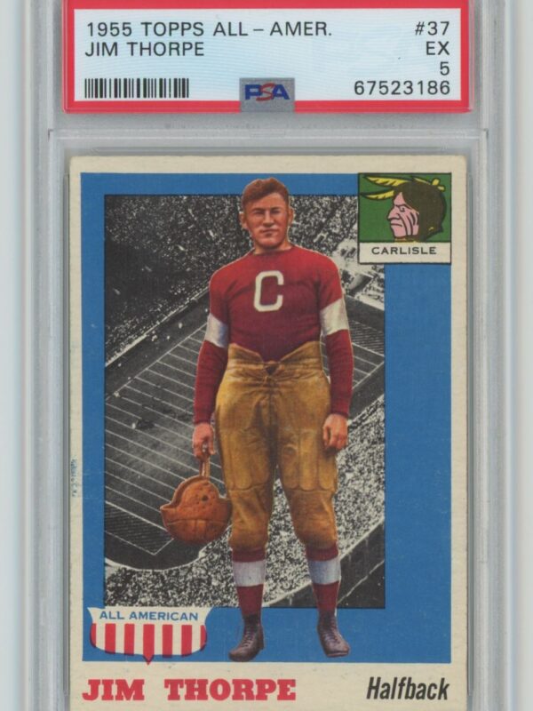 1955 TOPPS ALL-AMERICAN JIM THORPE ROOKIE PSA 5 CARLISLE INDIANS #37