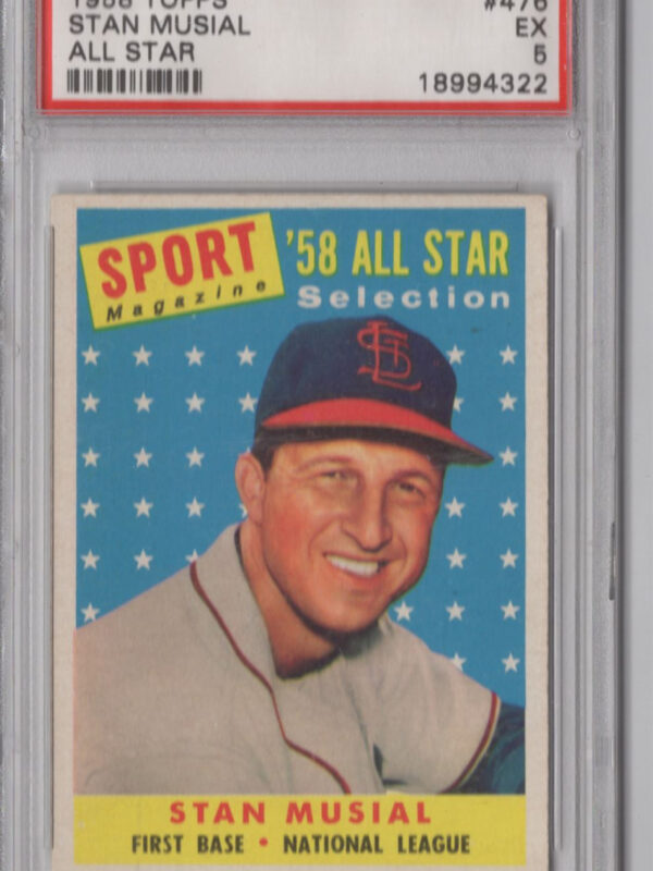 1958 TOPPS 3-15 STAN MUSIAL PSA 5 ST. LOUIS CARDINALS #476