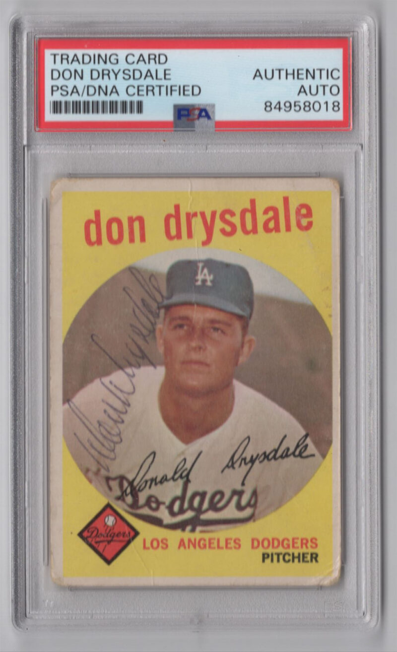 1959 TOPPS 3-15 DON DRYSDALE AUTO PSA LOS ANGELES DODGERS #387 AUTO
