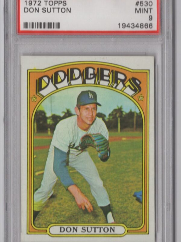 1972 TOPPS DON SUTTON PSA 9 LOS ANGELES DODGERS #530 TOTAL POP 91