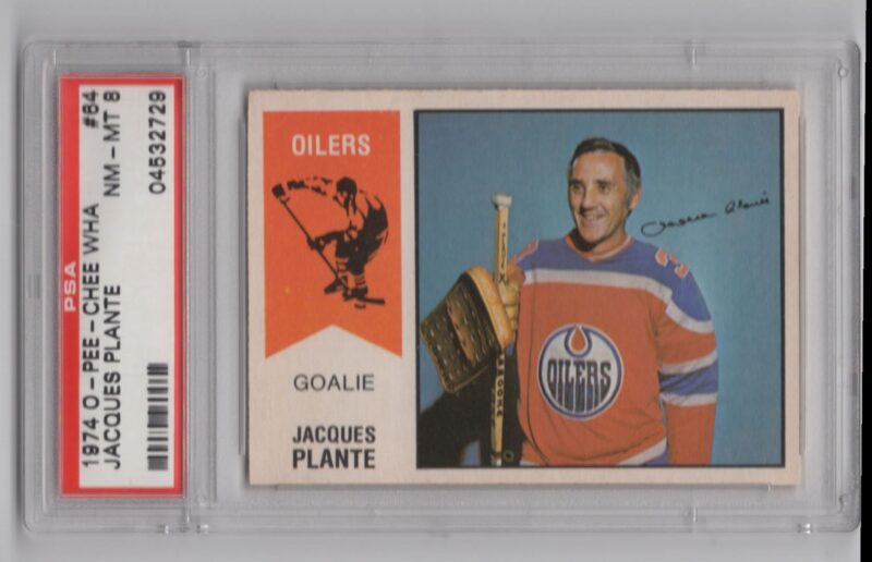 1974-75 O-PEE-CHEE 3-15 JACQUES PLANTE PSA 8 EDMONTON OILERS #64