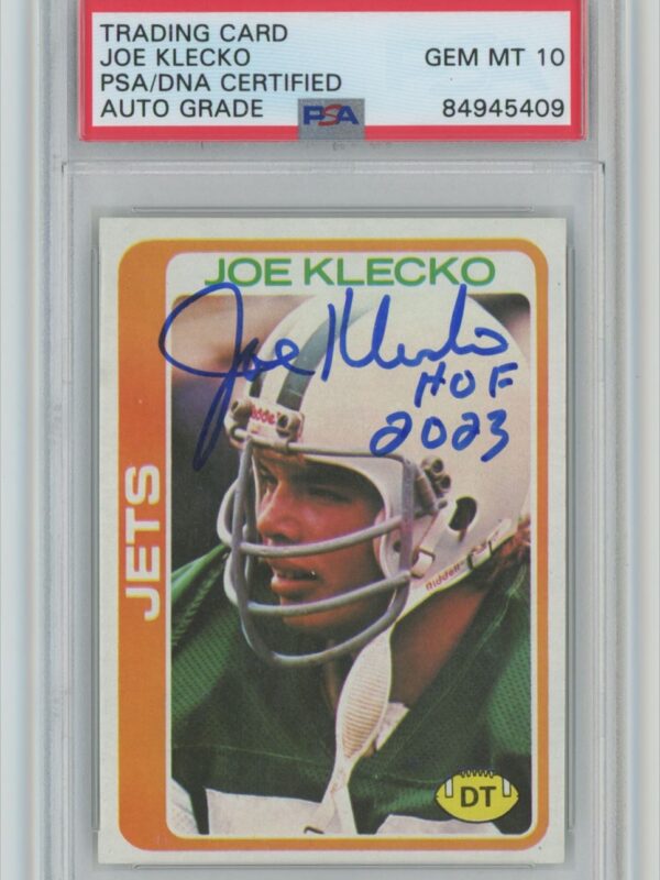 1978 TOPPS JOE KLECKO ROOKIE AUTO AUTHENTIC AUTOGRAPH PSA 10 NEW YORK JETS #287