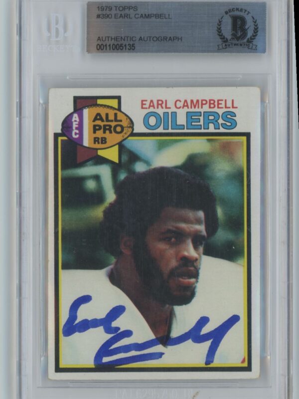 1979 TOPPS EARL CAMPBELL ROOKIE AUTO BECKETT HOUSTON OILERS #390