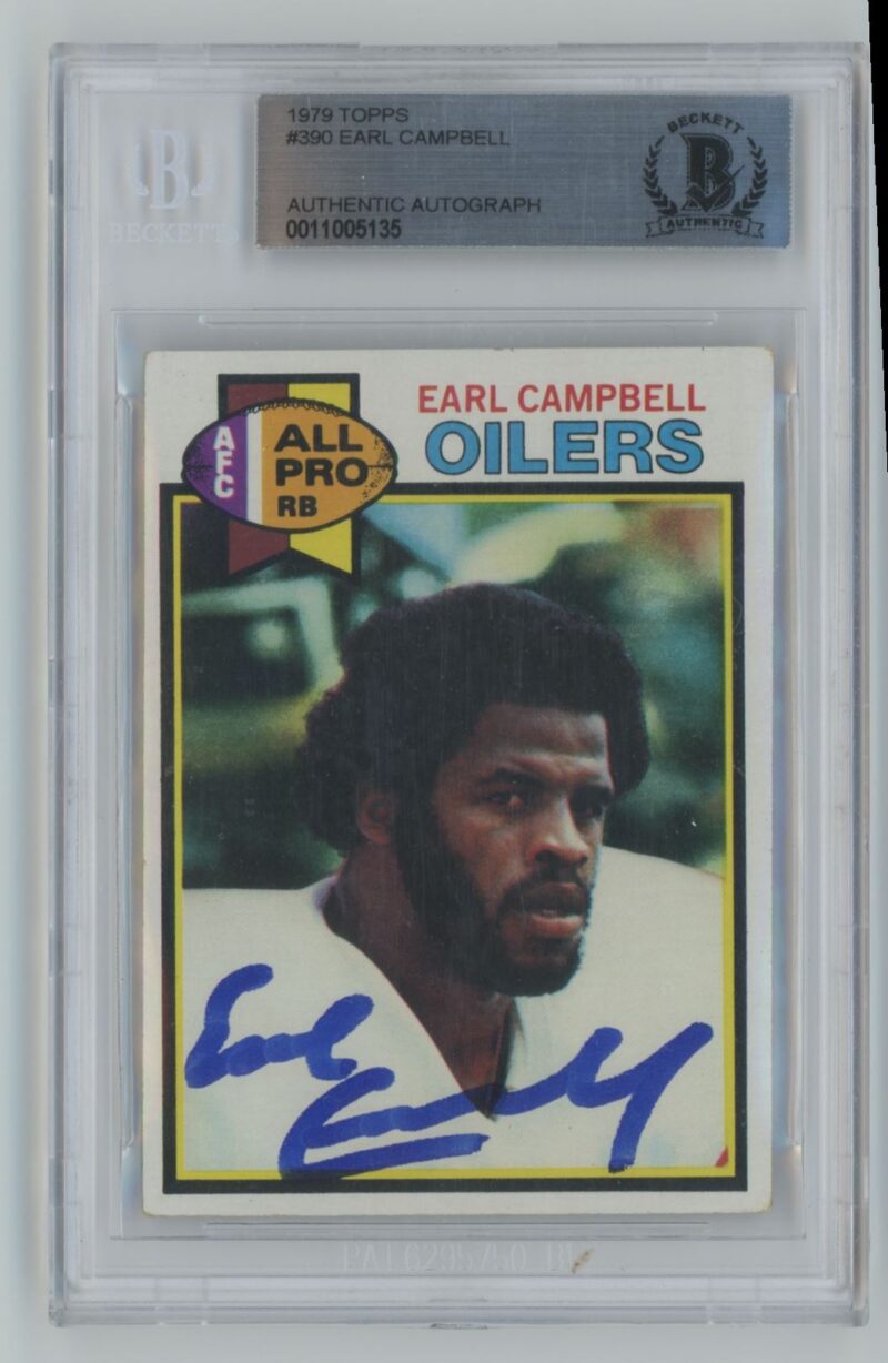 1979 TOPPS EARL CAMPBELL ROOKIE AUTO BECKETT HOUSTON OILERS #390