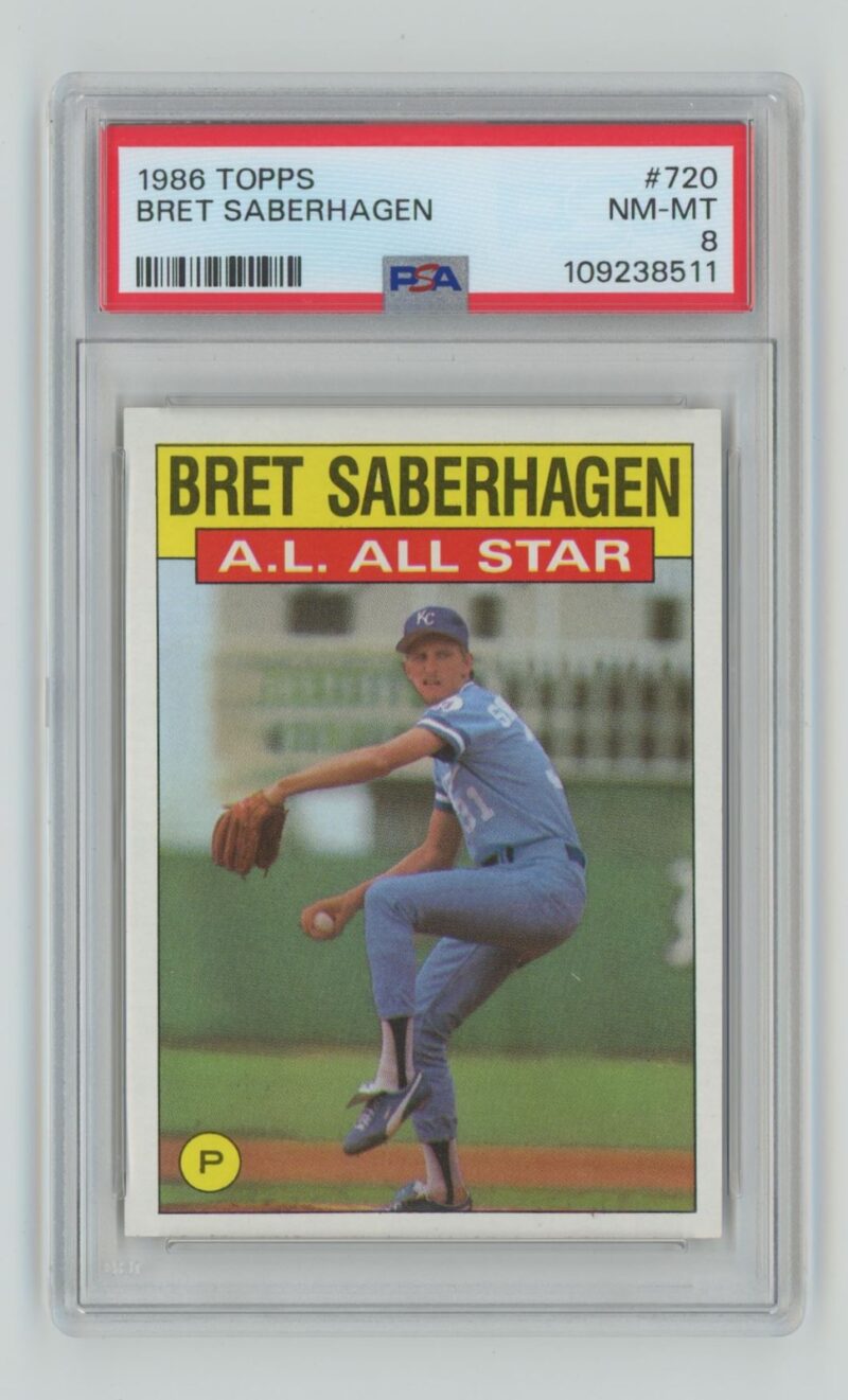 1986 TOPPS BRET SABERHAGEN PSA 8 KANSAS CITY ROYALS #720 POP 10, TOTAL POP 44