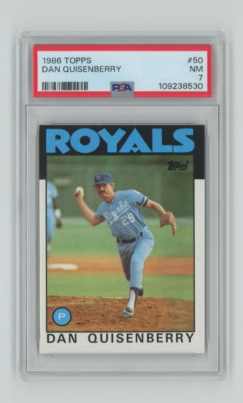 1986 TOPPS DAN QUISENBERRY PSA 7 KANSAS CITY ROYALS #50 POP 2, TOTAL POP 30