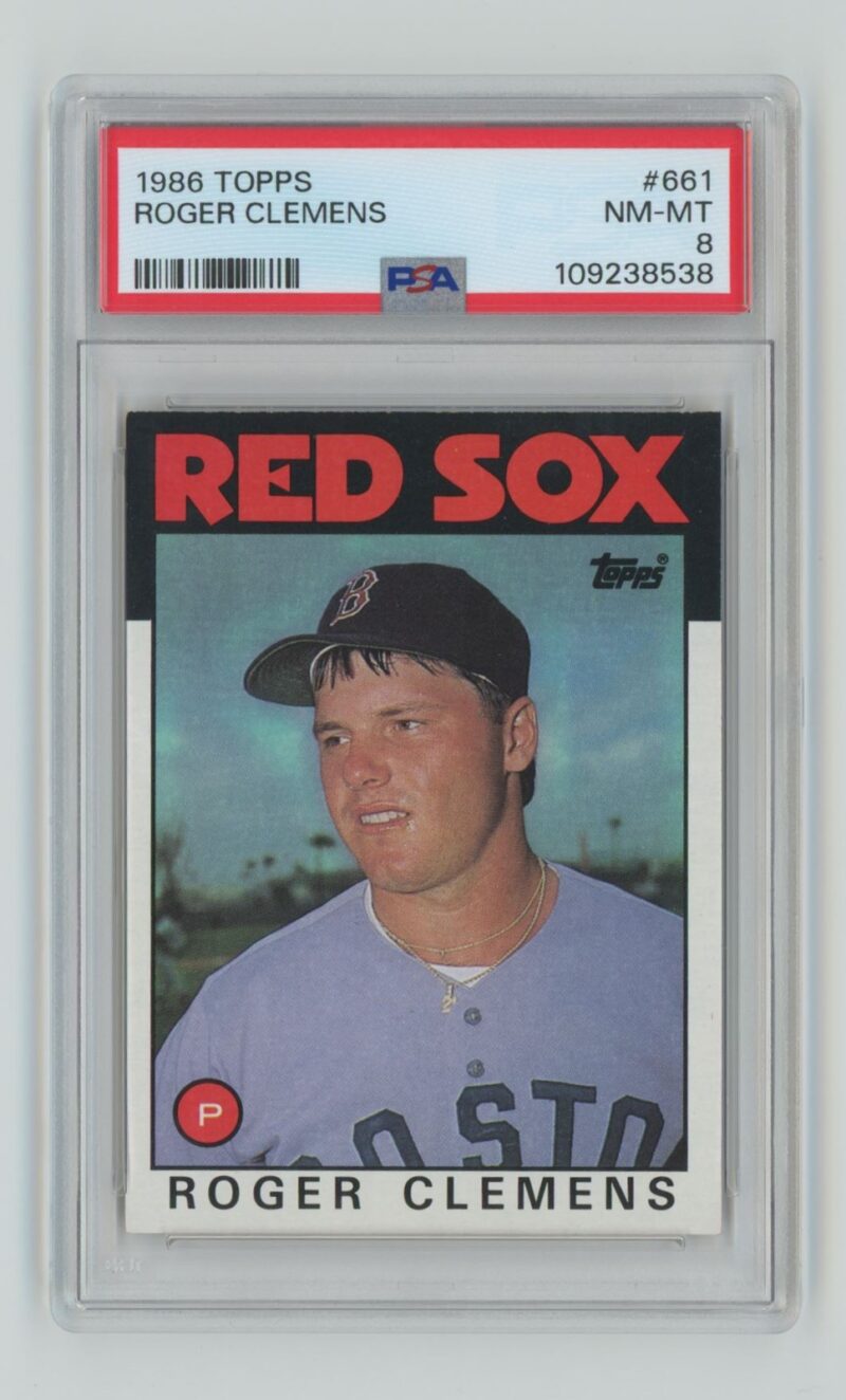 1986 TOPPS ROGER CLEMENS PSA 8 BOSTON RED SOX #661